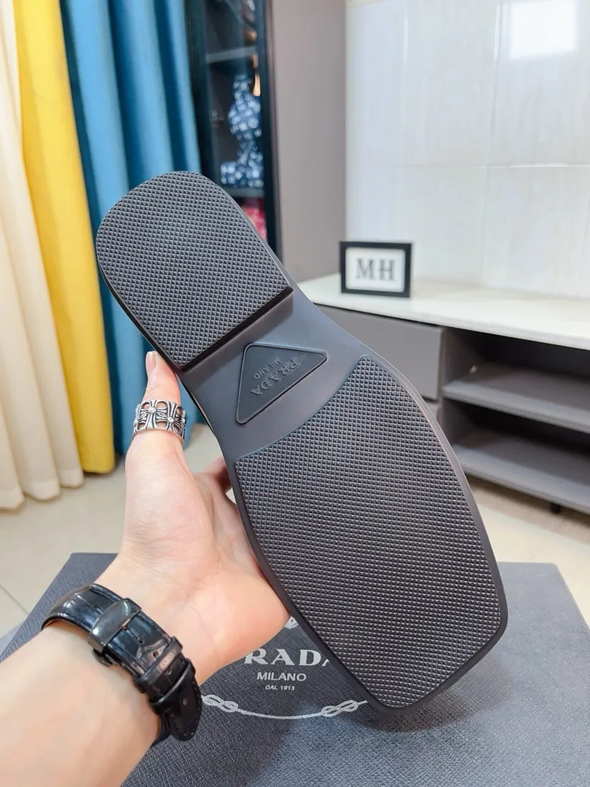 Men's shoes 💰540🌹🌹【PRADA Leather Shoes】Top purchasing agency Original imported Italian custom-made open-edge beaded cowhide leather surface, fully imported water-dyed breathable cowhide lining, original factory special molded sole super comfortable, size: 38-44